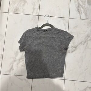 Monrow Gray Fitted Short Sleeve Tee